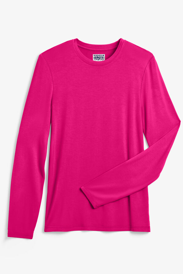 Strictly Scrubs STRETCH Women's Long Sleeve Knit Underscrub - Flamingo Pink - 1