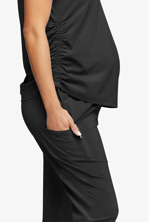 Easy STRETCH Chrissy Women's Maternity 4-Pocket Tapered Leg Jogger Scrub Pants - Onyx Black - 2