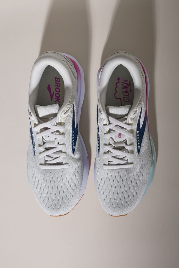 Brooks Women's Ghost 16 White/Grey/Estate Blue Athletic Lace Up Nursing Shoes - null - 2