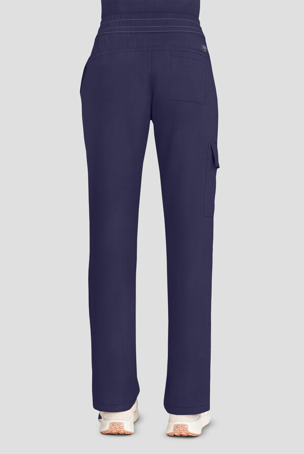 Healing Hands Quest Women's 4-Pocket STRETCH Straight Leg Drawstring Cargo Scrub Pant - Navy - 3