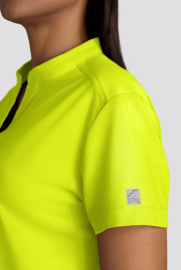 Butter-Soft STRETCH FLXTEK+ Women's 2-Pocket Oversized Henley Scrub Top - Lime Crush - 4