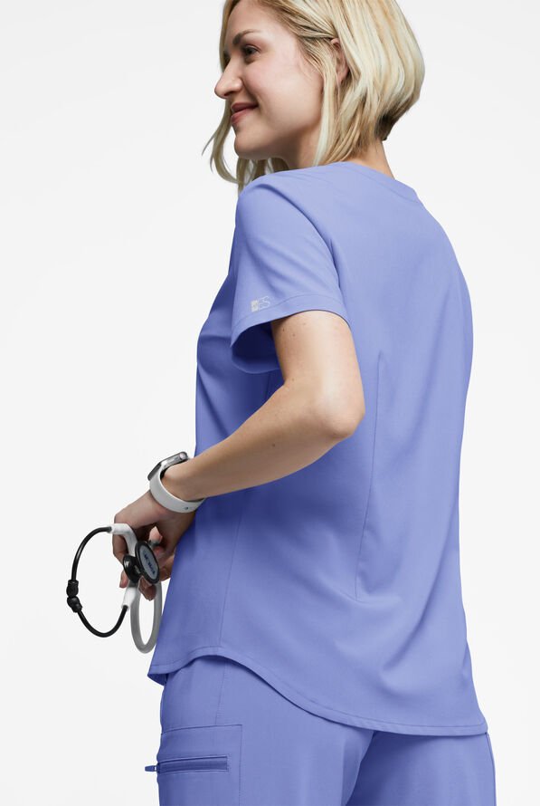 Blusa m&eacute;dica Easy STRETCH GiGi con detalle de lazos para mujer - Ceil Blue - 4