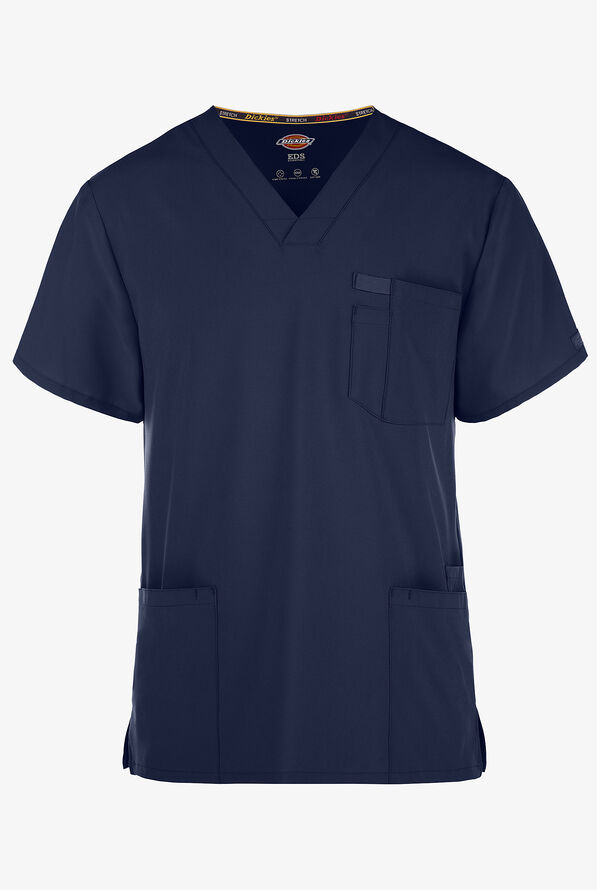 Dickies EDS Essentials Men's 4-Pocket STRETCH V-Neck Scrub Top - Navy - 1