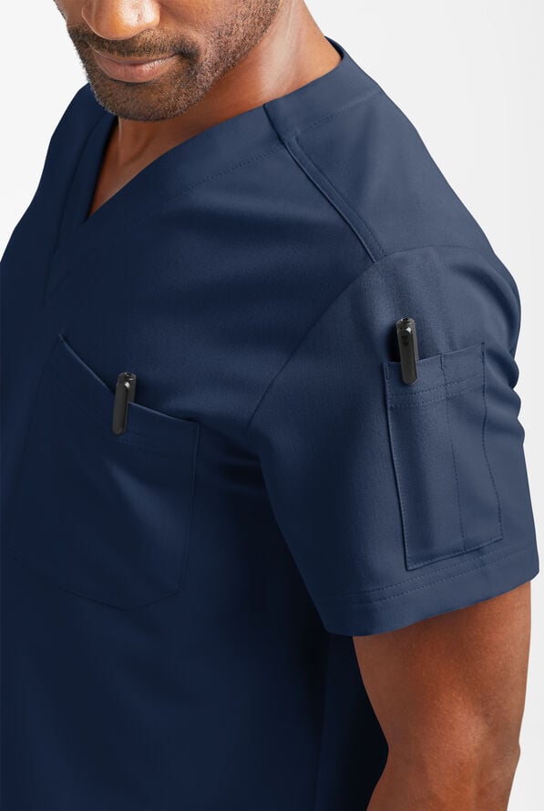 MOVEMENT by Butter-Soft Mars Men's 3-Pocket V-Neck Scrub Top - Navy - 4