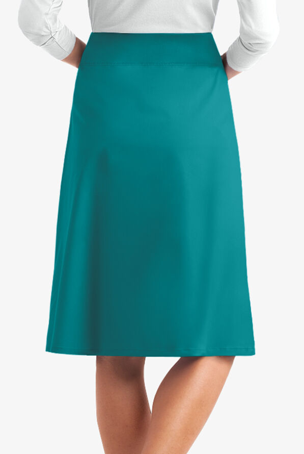 Butter-Soft STRETCH Women's 2-Pocket Drawstring Scrub Skirt - Teal - 2