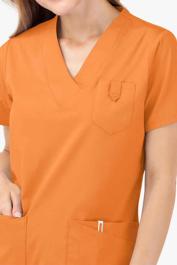 Butter-Soft STRETCH Women's 6-Pocket V-Neck Scrub Top - Apricot Crush - 3