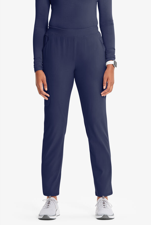 Pantalón médico Infinity GNR8 STRETCH estilo cargo con aberturas en los tobillos y 5 bolsillos para mujer - Navy/Vivid Orange - 1