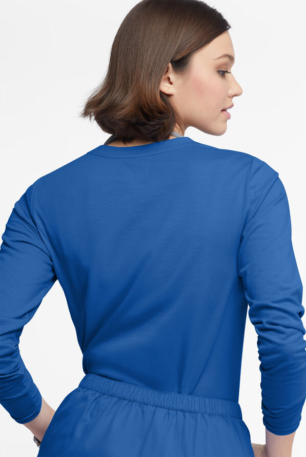 Butter-Soft Originals Women's STRETCH Cotton-Rich Long Sleeve Crew Neck Knit Underscrub - Royal - 3