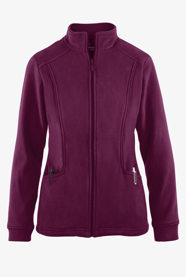 Chaqueta médica UA Butter-Soft STRETCH de vellón con cremallera y 2 bolsillos para mujer - Wine - 1