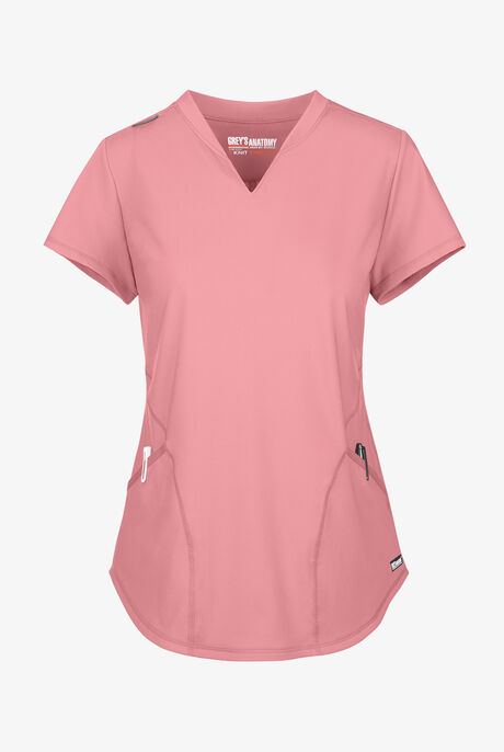 Grey's Anatomy by Barco Knit STRETCH Define Women's 2-Pocket Banded Notched V-Neck Scrub Top
