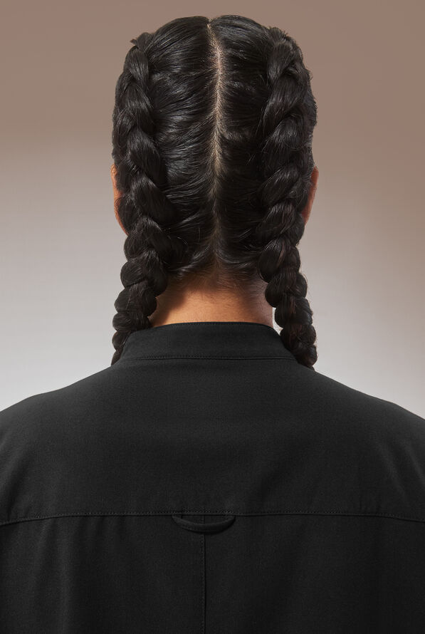 Hypothesis (RED) Meta Oversized Women's 2-Pocket STRETCH Dolman Sleeve Scrub Top - Jet Black - 3