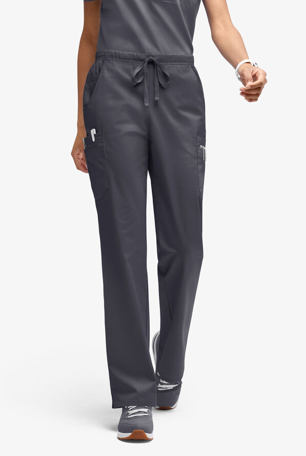 Butter-Soft STRETCH Women’s 10-Pocket Mid Rise Straight Leg Scrub Pant - Tall - Pewter - 1