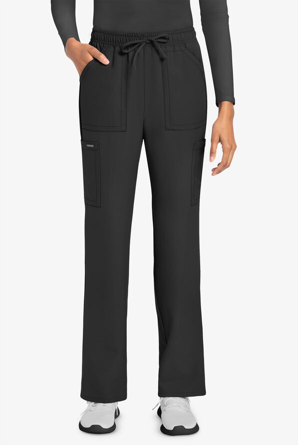 Cherokee Workwear Originals Ultra Women's 4-Pocket Drawstring Cargo Scrub Pants - Black - 1