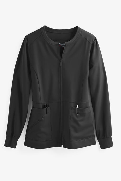 Grey's Anatomy by Barco Spandex STRETCH Millie Women's 3-Pocket Zip Front Warm Up Scrub Jacket