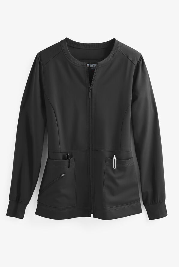 Chaqueta médica abrigada Grey's Anatomy Spandex Stretch Millie con cremallera y 3 bolsillos para mujer - Black - 1