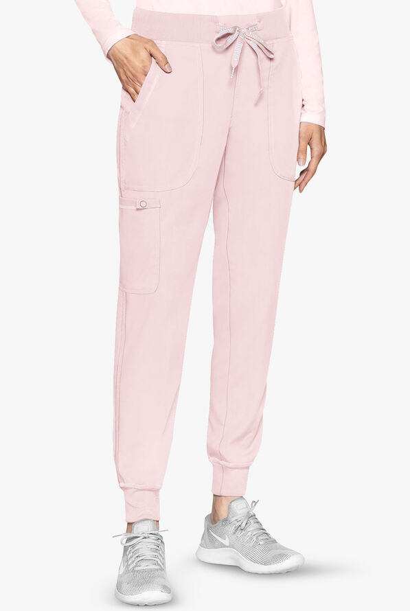 Med Couture Touch Women's 5-Pocket STRETCH Cargo Yoga Jogger Scrub Pants - Ice Pink - 1