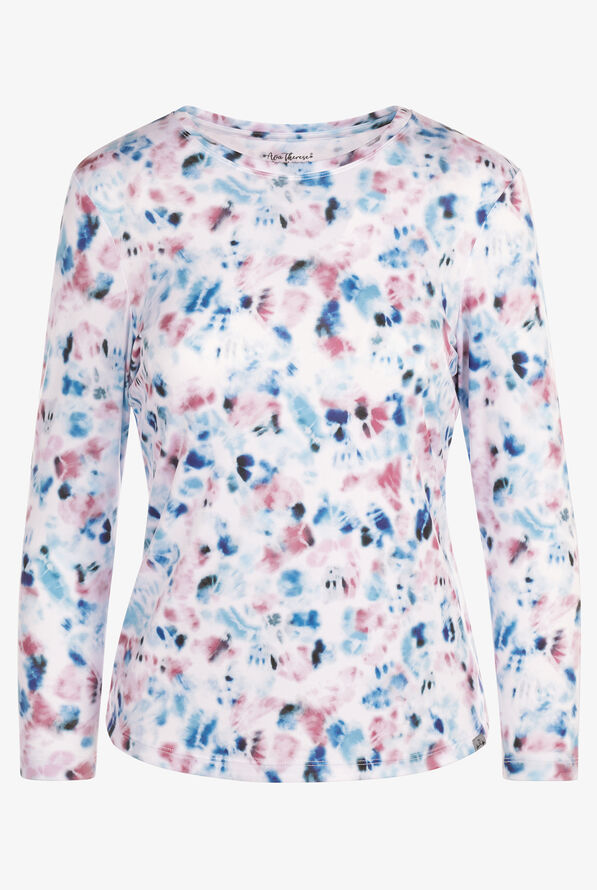 Zavate Ava Tie Dye Twist Women's STRETCH Long Sleeve Knit Print Underscrub - null - 1