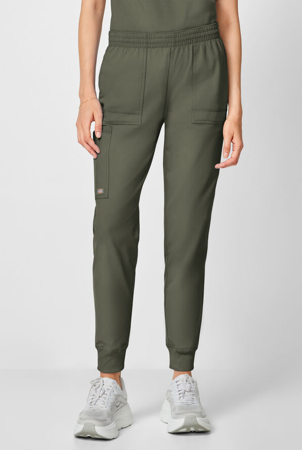 Dickies Forge Women's 6-Pockets Cargo Jogger Scrub Pants - Olive - 1