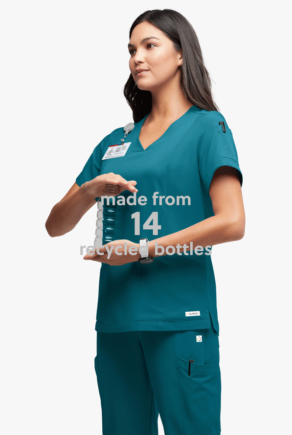 Blusa médica ReSurge Ruby con cuello en V y 5 bolsillos para mujer - Caribbean Blue - 5