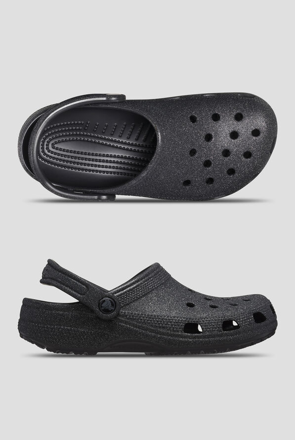 Crocs™ Womens Classic Black Glitter Clog - Black - 1