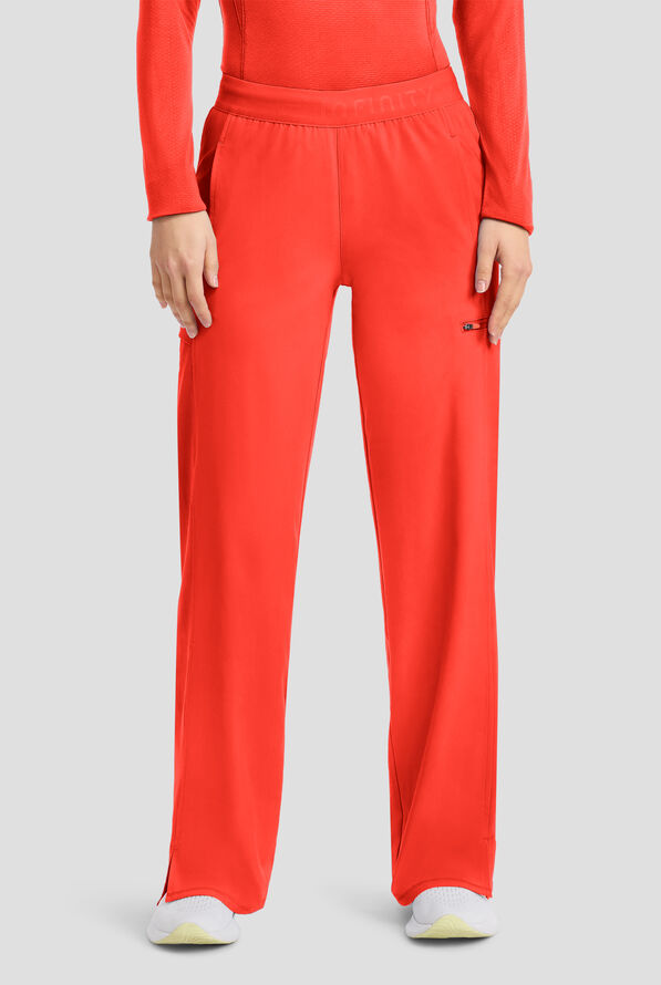 Infinity GNR8 Women's 6-Pocket STRETCH High-Rise Wide Leg Scrub Pant - Vivid Orange - 1