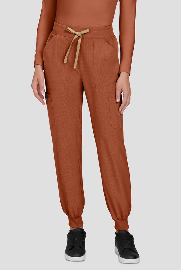 koi Solis Hettie Women's 7-Pocket STRETCH Jogger Cargo Scrub Pants - Dark Copper - 1