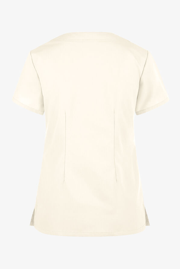 Butter-Soft Core Women's 4-Pocket Scallop Neck Scrub Top - Pearl - 2