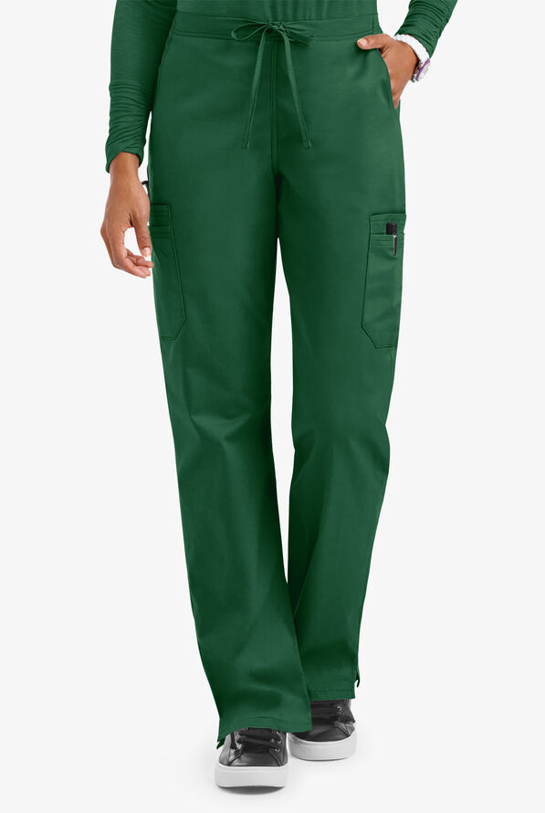 Butter-Soft STRETCH Women's 9-Pocket Drawstring with Back Elastic Scrub Pants - Tall - Hunter - 1