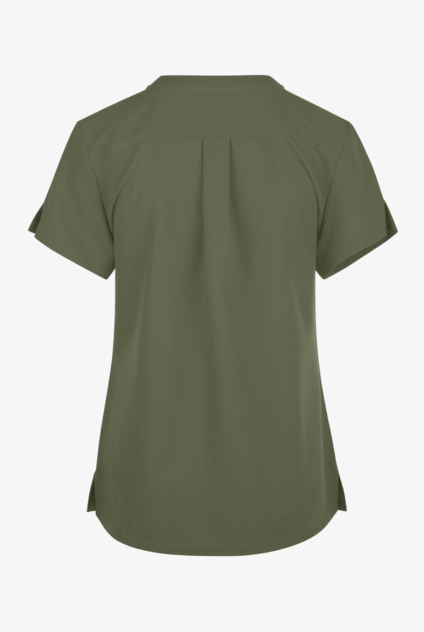 Med Couture Insight Women's 1-Pocket Tuck In V-Neck Scrub Top - Olive - 2