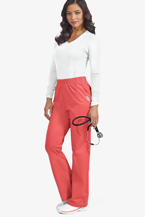 UA Best Buy Scrubs Women's 2-Pocket Elastic Waist Pants - Tall - Melon - 2