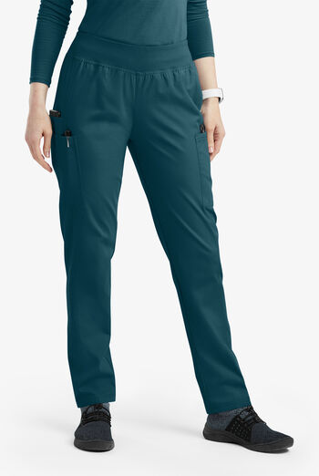 Pantalón médico Butter-Soft Originals de tiro medio estilo yoga con piernas entalladas y 5 bolsillos para mujer