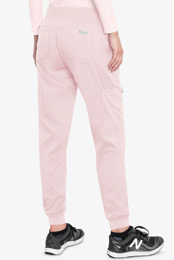Med Couture Touch Women's 5-Pocket STRETCH Cargo Yoga Jogger Scrub Pants - Ice Pink - 2