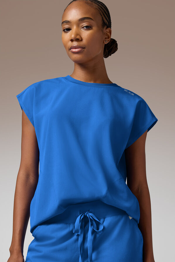 Blusa m&eacute;dica Hypothesis DM Crew de corte holgado con mangas dolm&aacute;n y 2 bolsillos para mujer - Royal - 1