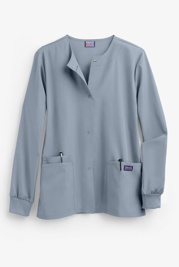 Cherokee Workwear Women's 3-Pocket Snap Front Scrub Jacket - Grey - 1