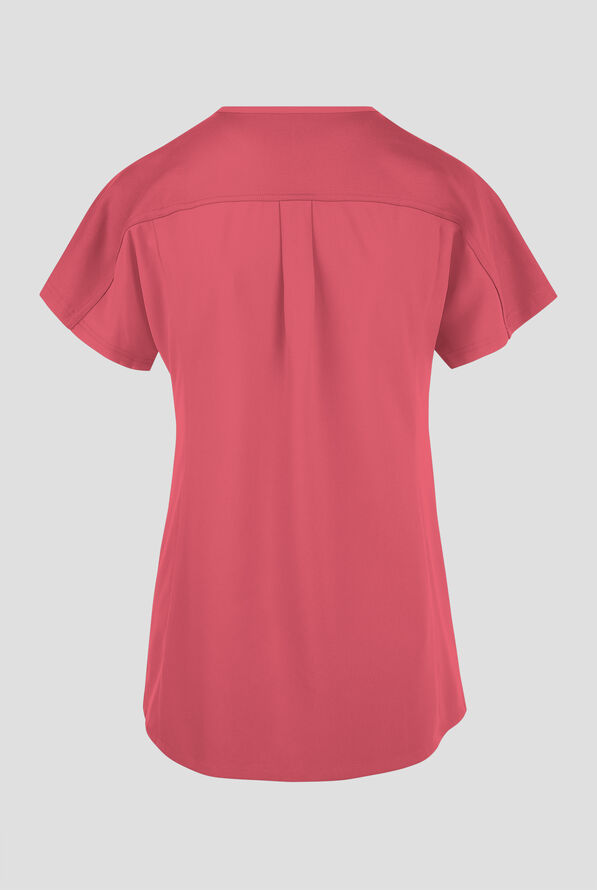 Wink Renew Women's 2-Pocket STRETCH Knit-Trim Dolman Tunic V-Neck Scrub Top - Ruby - 2