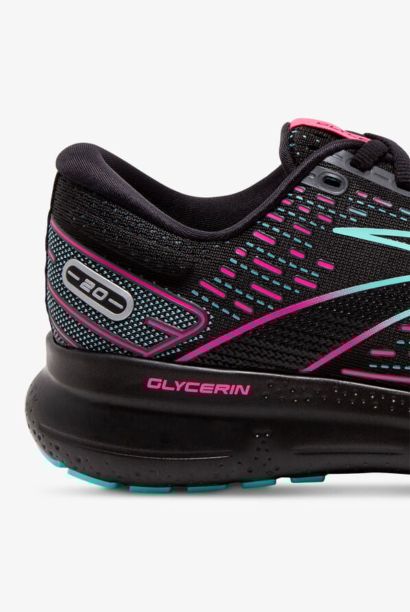 Brooks Women's Glycerin Black/Blue Light/Pink Athletic Lace Up