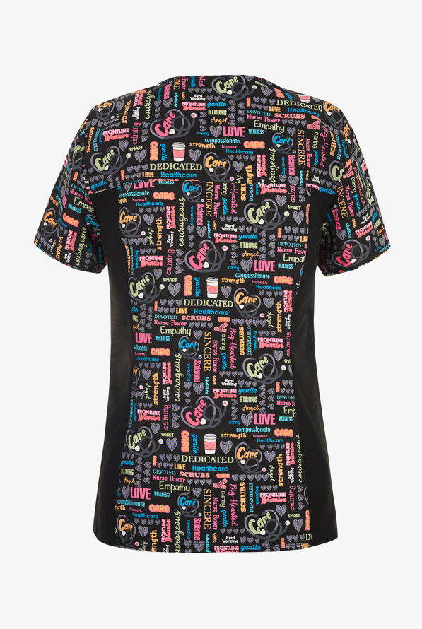 Cherokee Nurse Power Women's 2-Pocket STRETCH V-Neck Print Scrub Top - null - 2