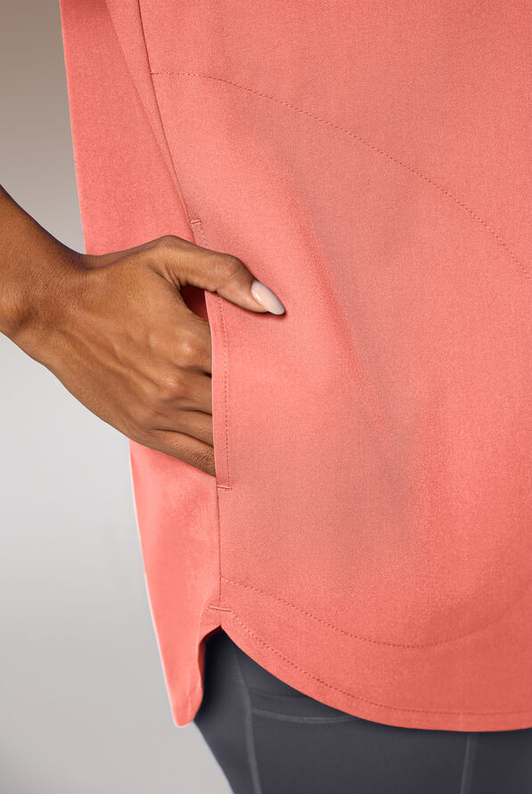 Hypothesis Beta V-Shell Women's 2-Pocket Relaxed Fit Tunic Scrub Top - Thermal Coral - 5