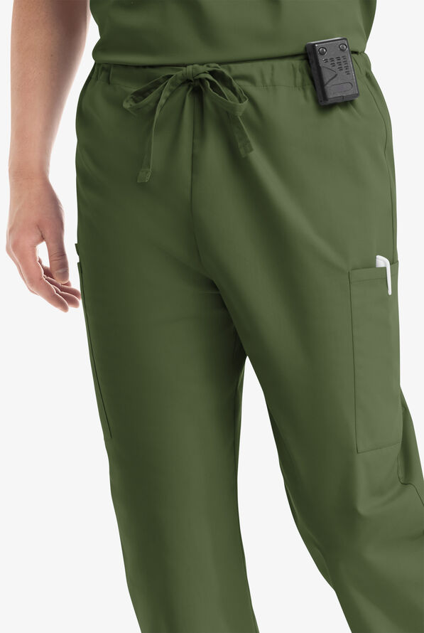 Butter-Soft Core Scrubs Unisex 4-Pocket Cargo Drawstring Scrub Pants- New and Improved - Olive - 2