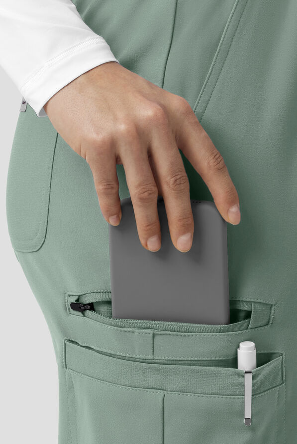 Carhartt Force&reg; Cross-Flex Knits Women's 6-Pocket STRETCH Boot Cut Scrub Pants - Green Slate - 3