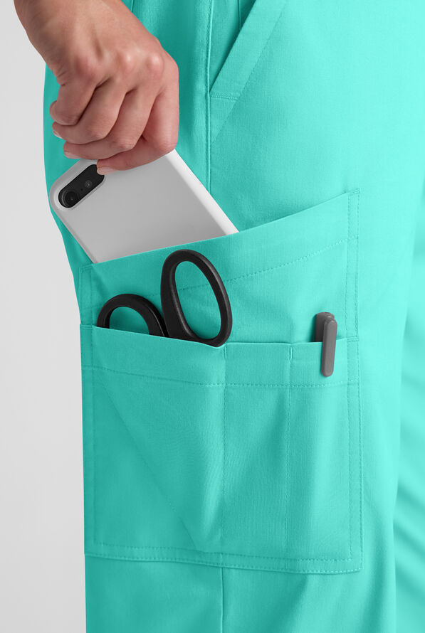 Butter-Soft STRETCH Women's 10-Pocket Straight Leg Cargo Scrub Pants - Aqua Dust - 6