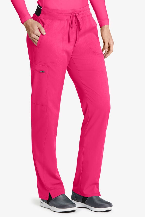 Grey's Anatomy by Barco Spandex STRETCH Kim Women's 3-Pocket Cargo Scrub Pants - Vibrance Pink - 1