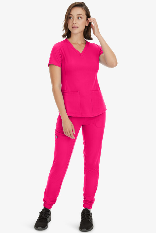 HH Works by Healing Hands Rene Women's 5-Pocket STRETCH Jogger Cargo Pants - Carnation Pink - 4