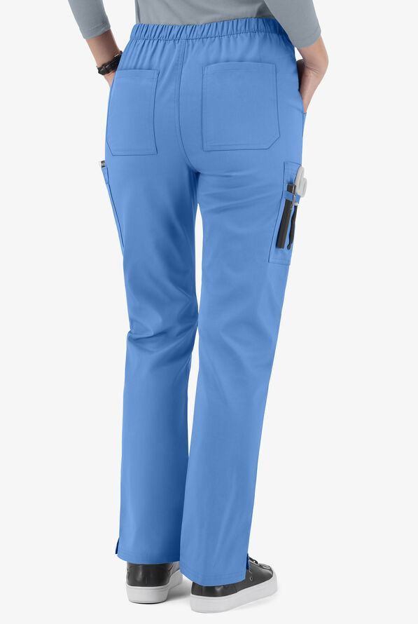 Pantal&oacute;n m&eacute;dico UA Butter-Soft STRETCH petite con 11 bolsillos y cord&oacute;n ajustable para mujer - Ceil Blue - 3