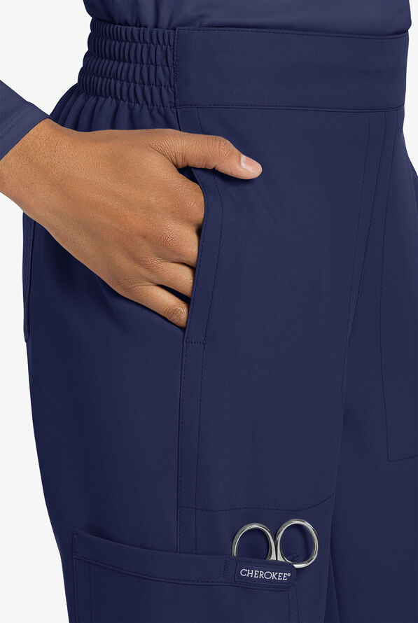 Cherokee Workwear Originals Ultra Women's 5-Pocket Drawstring Jogger Scrub Pants - Navy - 3