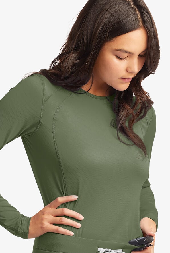 ReSurge Jade Women&rsquo;s Long Sleeve Knit Underscrub - Light Olive - 1