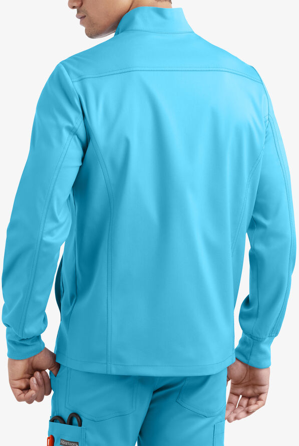 Advantage STRETCH Men's 4-Pocket Zip Front Warm-Up Scrub Jacket - Turquoise - 2