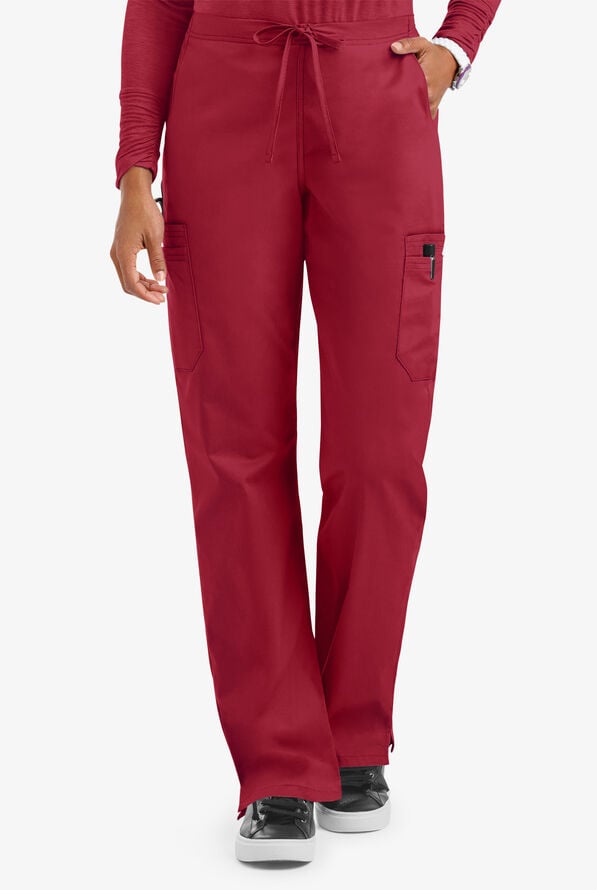 Pantal&oacute;n m&eacute;dico UA Butter-Soft STRETCH petite con cord&oacute;n ajustable y 9 bolsillos para mujer - Ruby - 1
