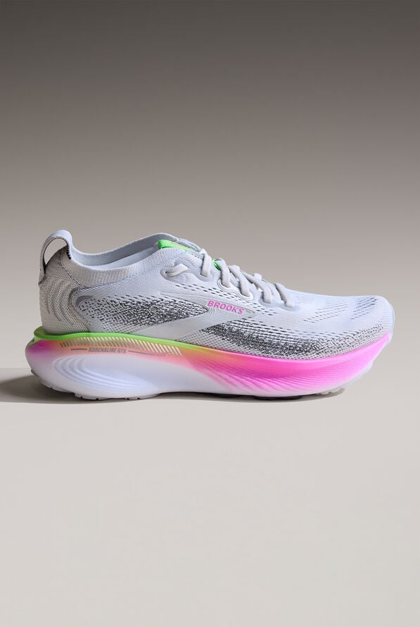 Brooks Women's Adrenaline GTS 25 Oyster/Pink/Green Athletic Lace Up Shoes - null - 6