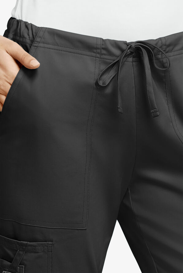 Cherokee Workwear Core STRETCH Women's 4-Pocket Cargo Scrub Pants - Black - 3